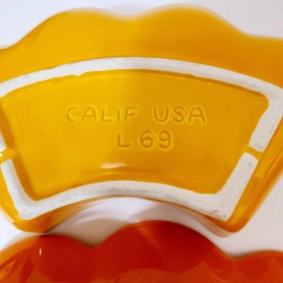 Vintage MCM California Pottery CALIF USA L69 Pottery Lazy Susan Chip Vege Dip Se - Picture 3 of 6